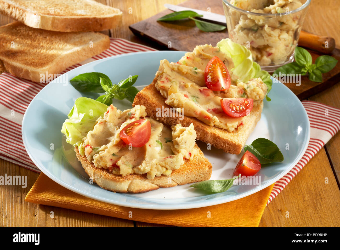 Toast with Cottage Cheese Spread Stock Photo Alamy