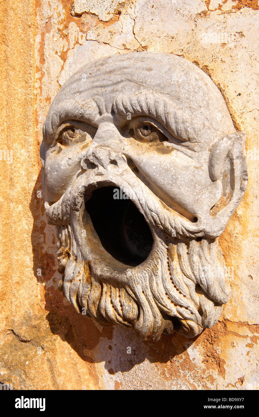 Sculpture of a man screaming Garden of Baroque Villa Palagonia Baghera Sicily Stock Photo