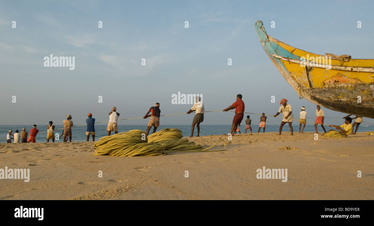Traditional fishery from the beach in Poovar, Trivandrum, Kerala, South India Stock Photo