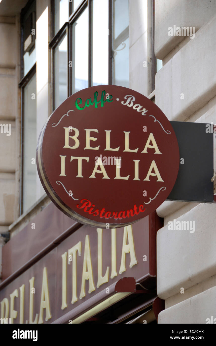 Bella Italia restaurant chain sign logo London England Stock Photo