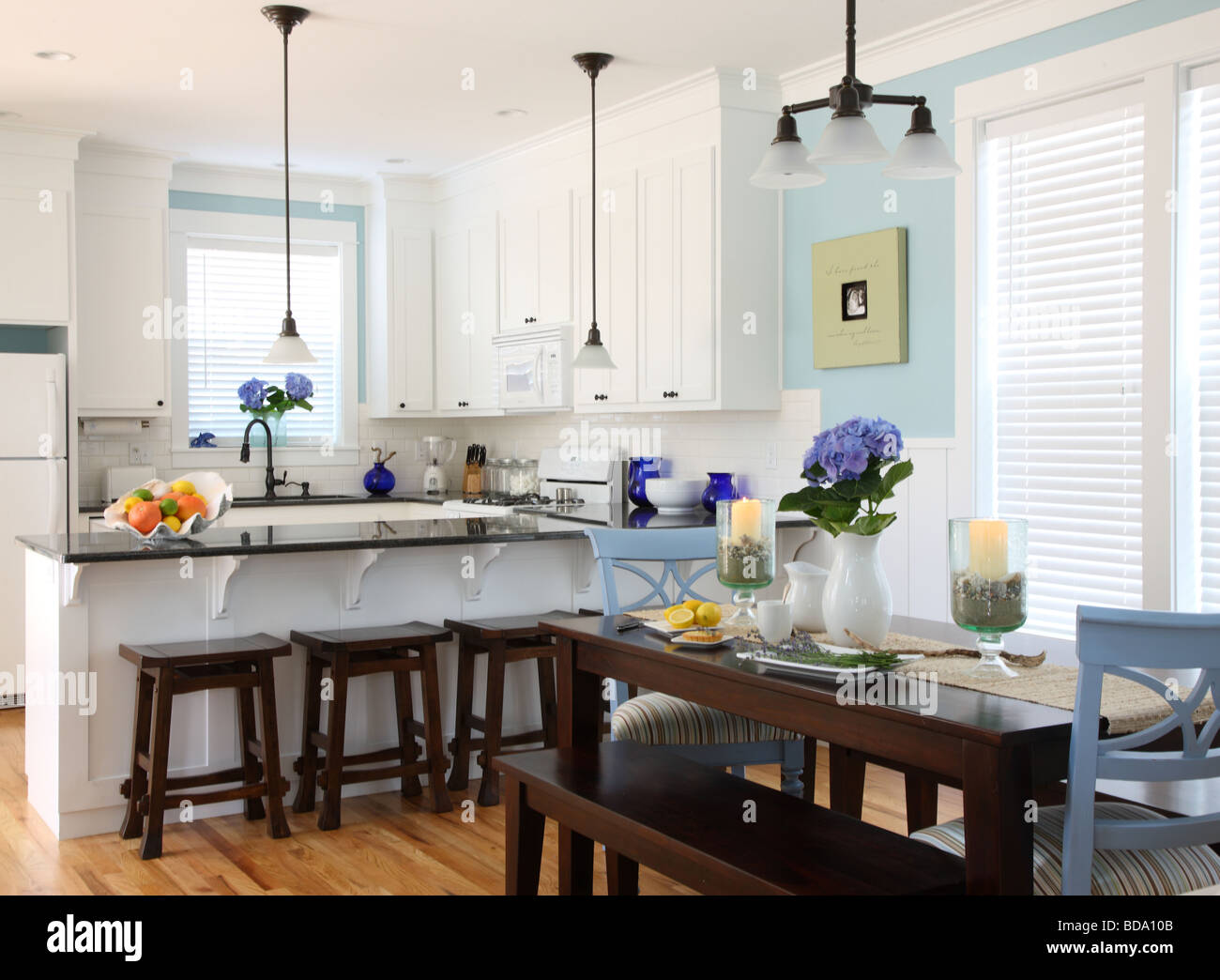 Beach house kitchen interior Stock Photo