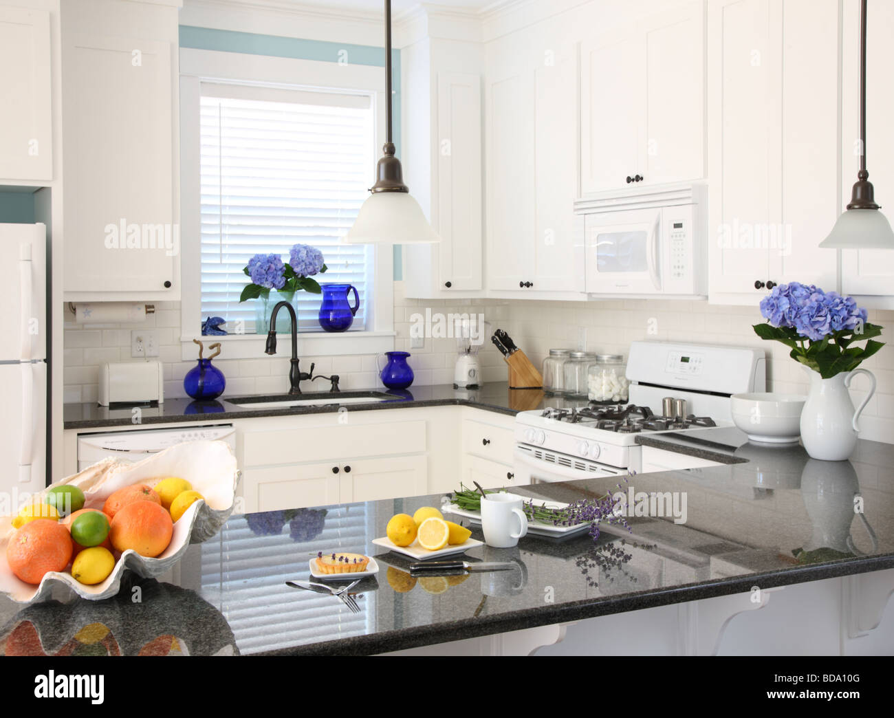 Beach house kitchen interior Stock Photo