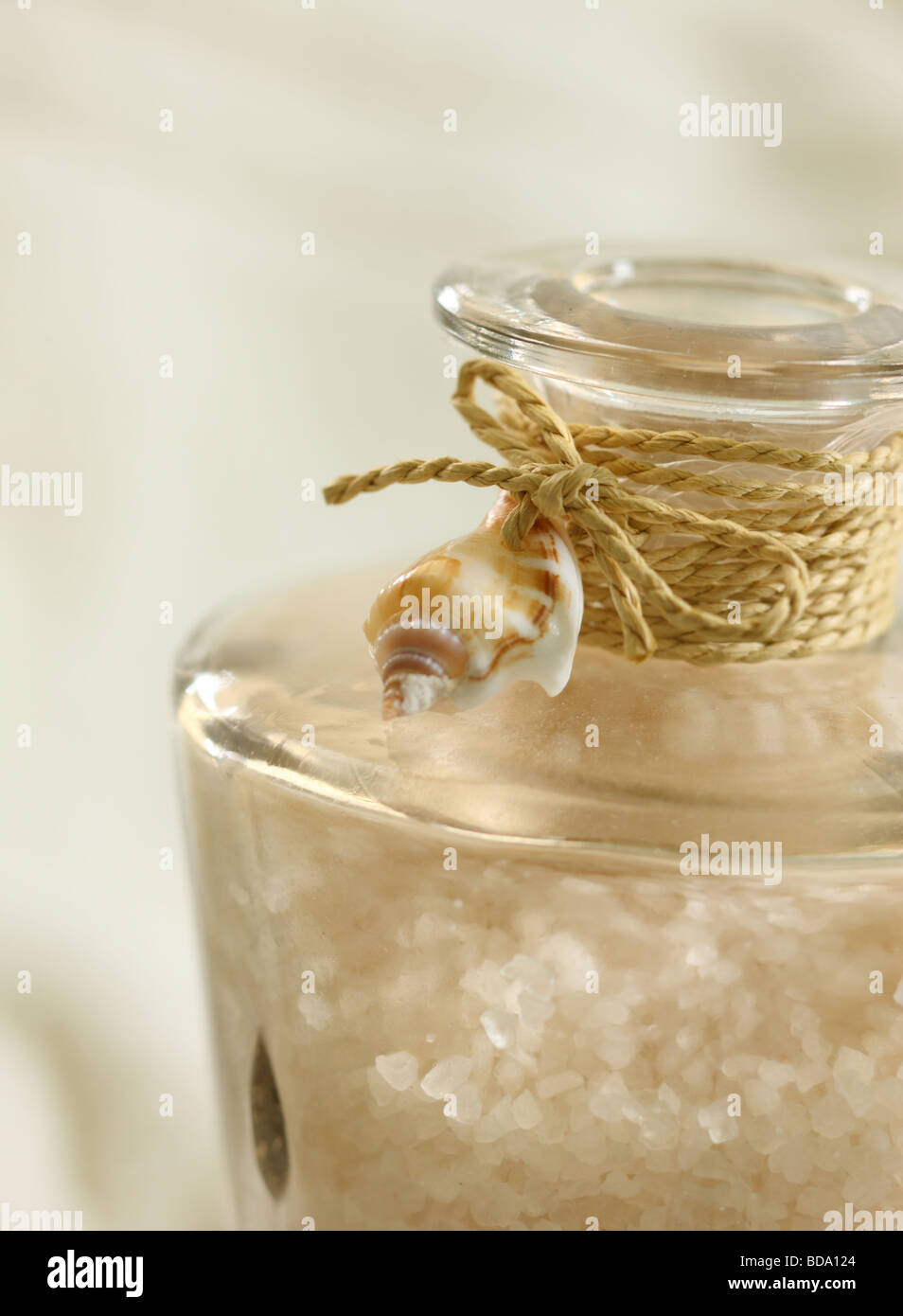 Close up of bath salts container Stock Photo