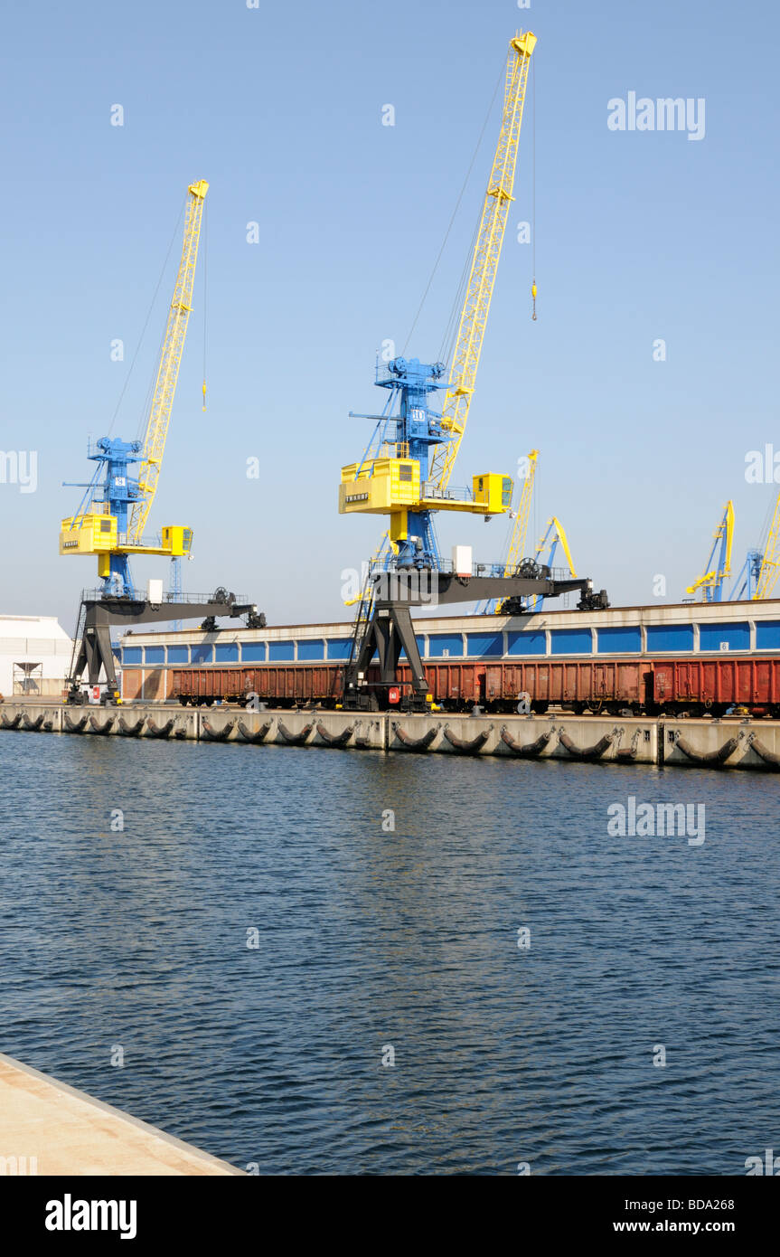 Hafenkräne Wismar Deutschland Dockside cranes Wismar Germany Stock Photo