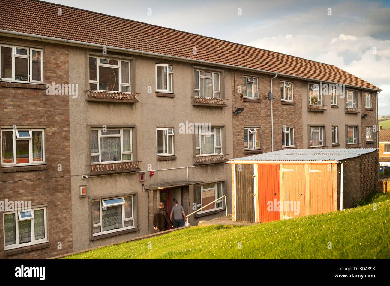 Blocks of local authority Council flats social housing Aberystwyth Wales UK Stock Photo