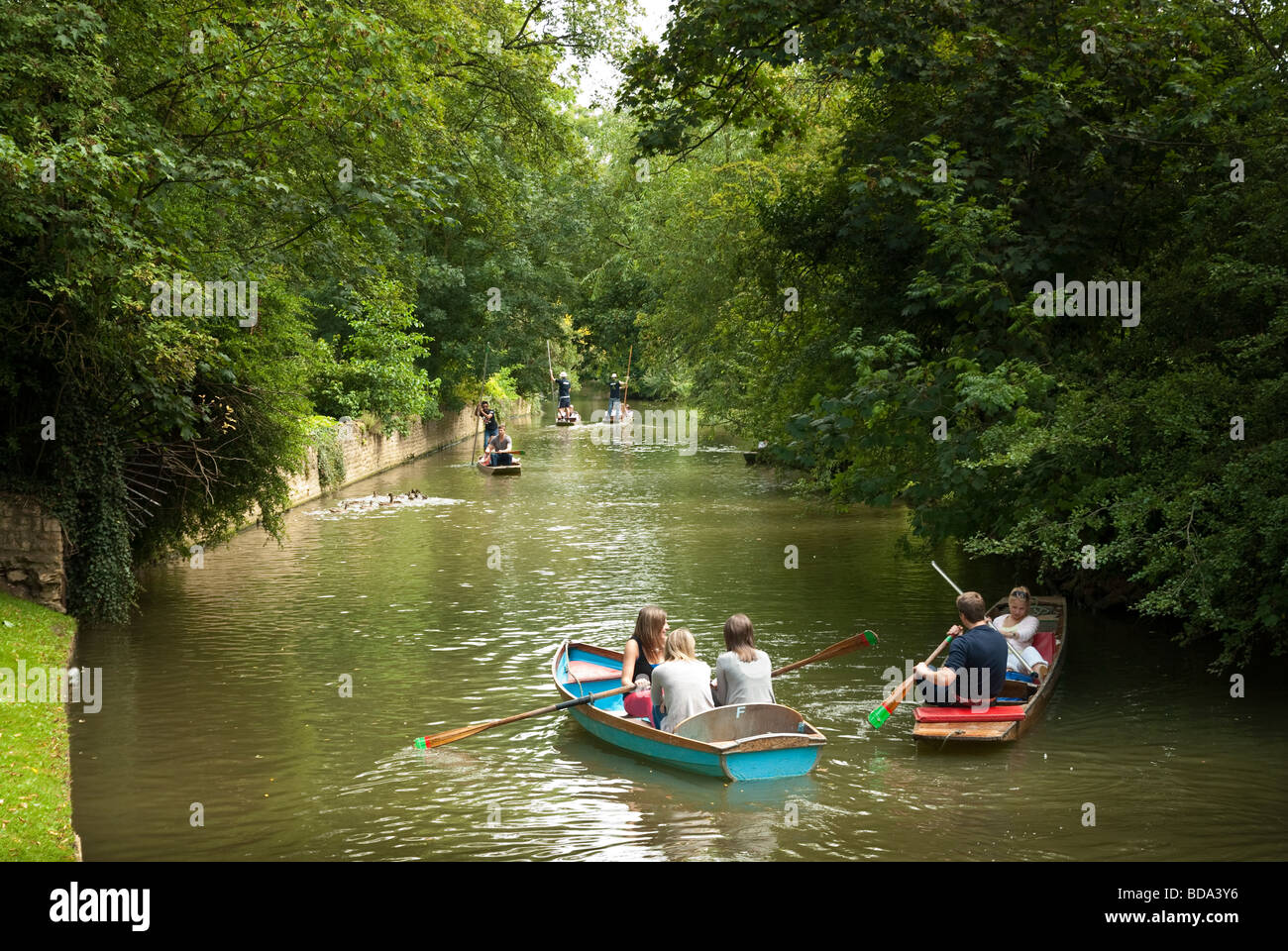 punting and boating on the river cherwell at Oxford Stock Photo