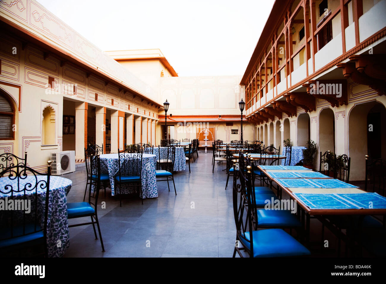 Tables and chairs arranged in a palace, City Palace, Jaipur, Rajasthan