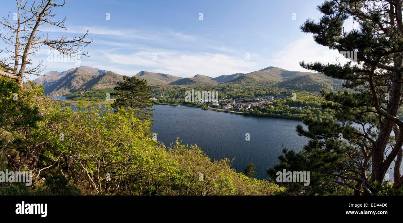 Llyn Padarn lake and Snowdonia Gwynedd Wales UK Stock Photo