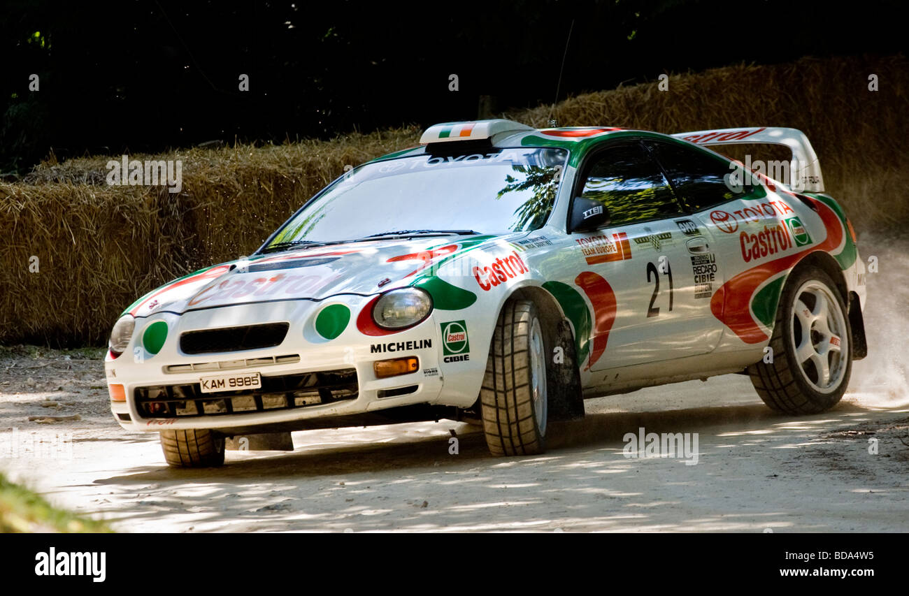 1995 Toyota Celica ST205 with driver Mark Courtney on the rally stage at Goodwood Festival of Speed, Sussex, UK. Stock Photo