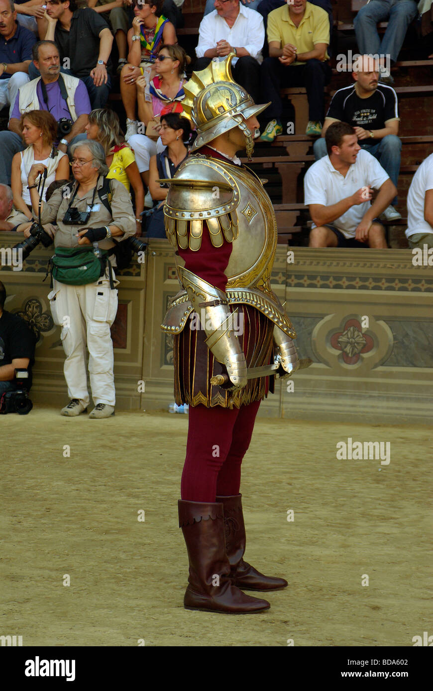 Contrada of the Torre in the Siena Palio, a twice yearly event of pageantry and horse race Stock Photo