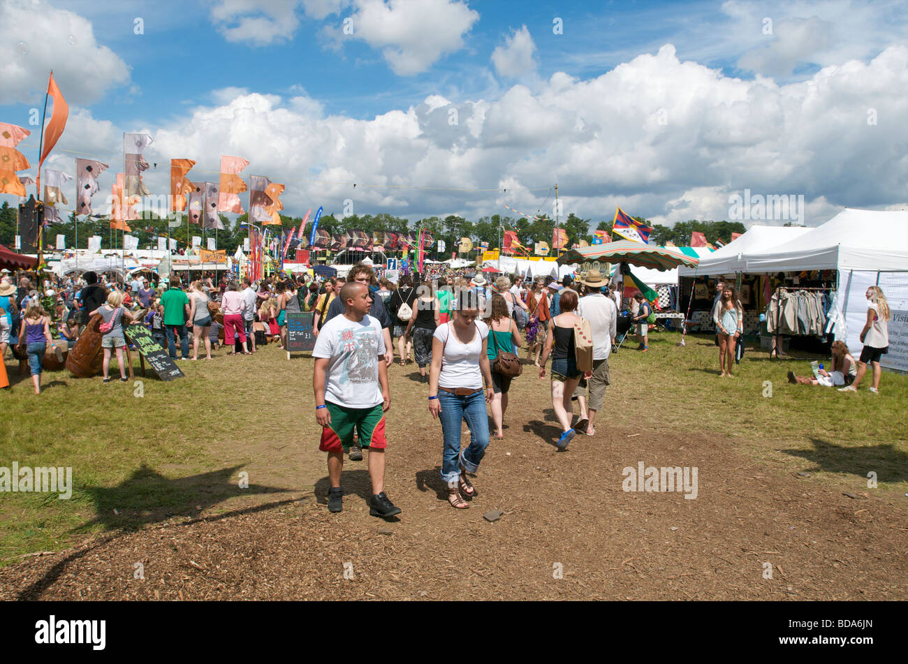 Crowds inside the arena at the WOMAD music festival Charlton Park Wiltshire UK Stock Photo