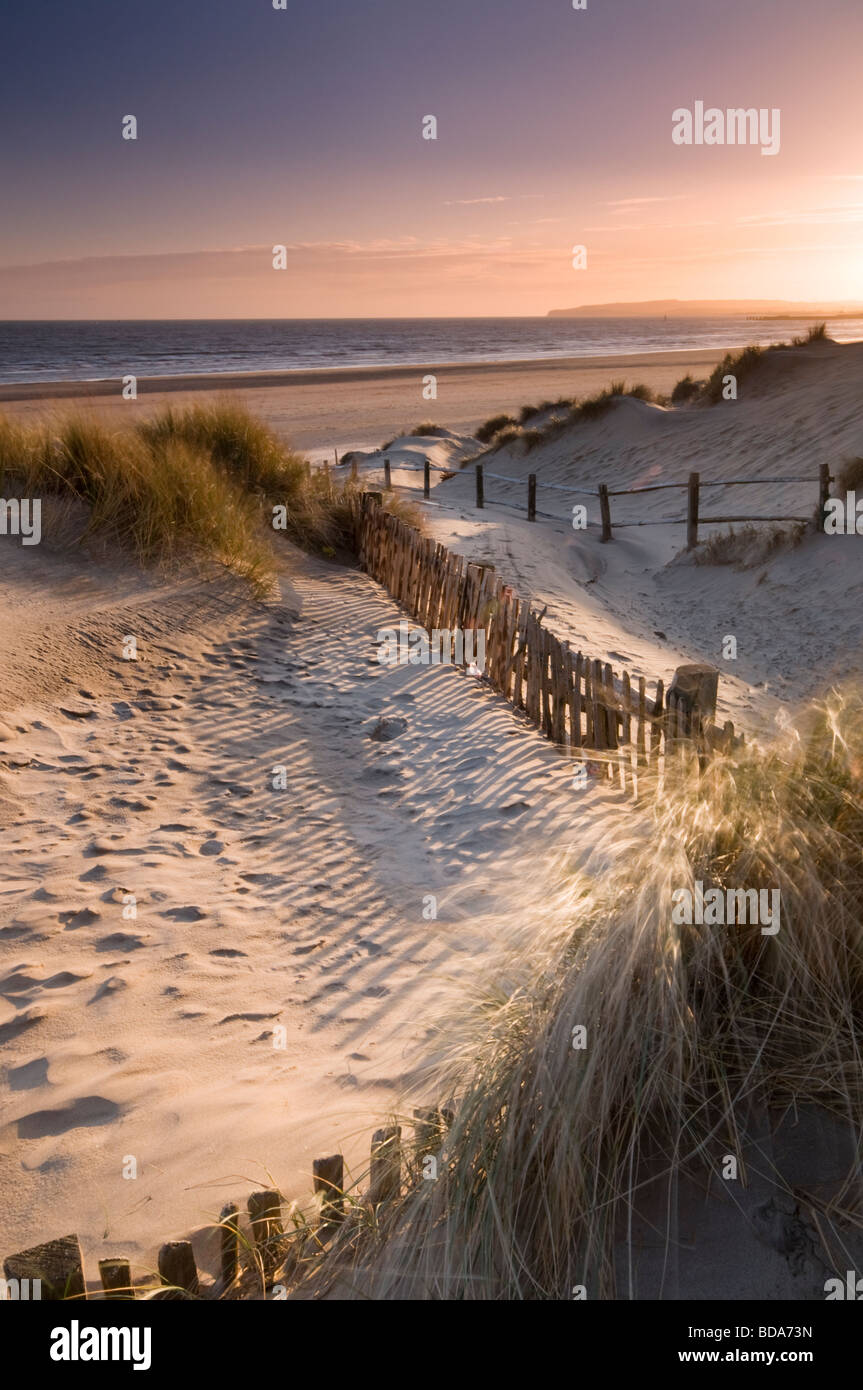 Sunset, Camber Sands, East Sussex, UK Stock Photo
