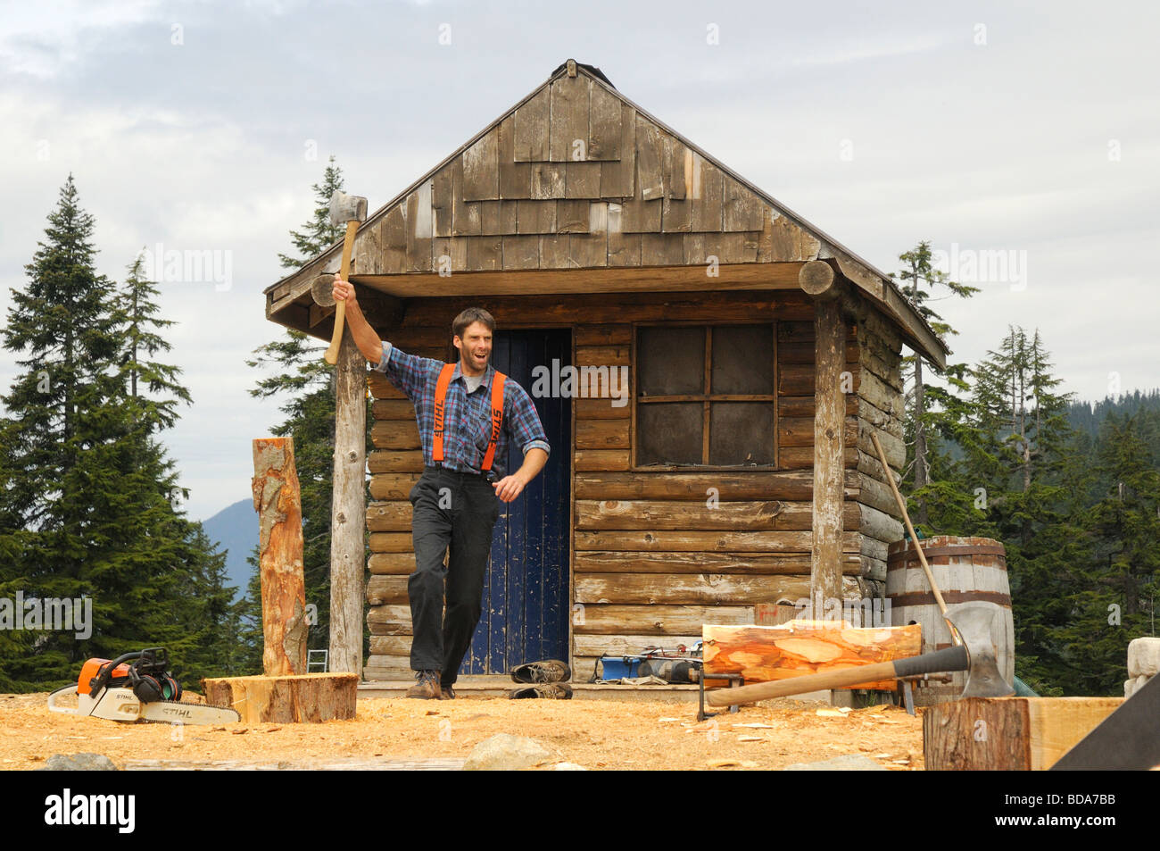 Lumberjack Logging Demonstration On Grouse Mountain In Vancouver