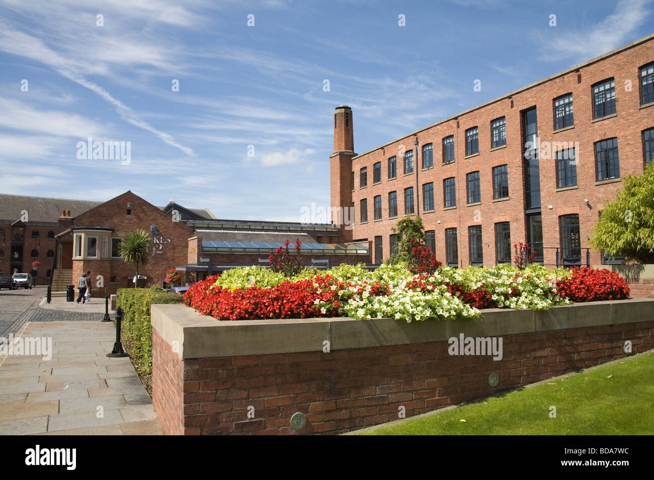 Manchester England UK Offices and a restaurant in the redeveloped Castlefield Urban Heritage Park Stock Photo