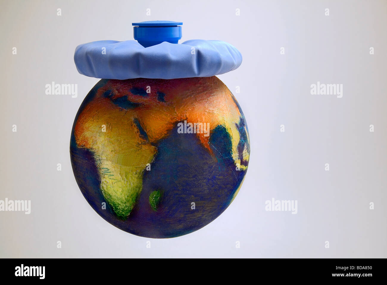 Still shot of a world globe with an ice pack on Asia Stock Photo