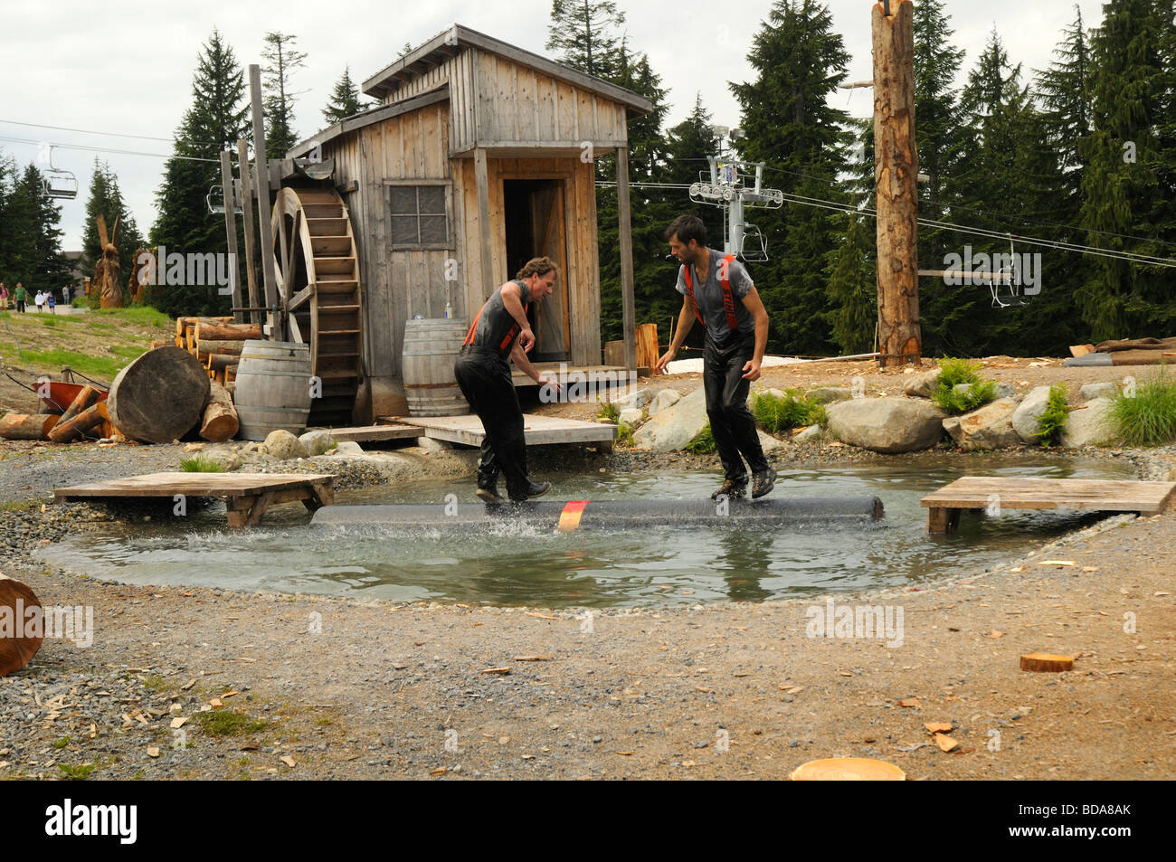 Lumberjack logging demonstration on Grouse Mountain in Vancouver in