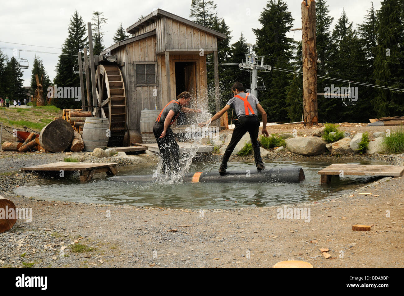 Lumberjack logging demonstration on Grouse Mountain in Vancouver in