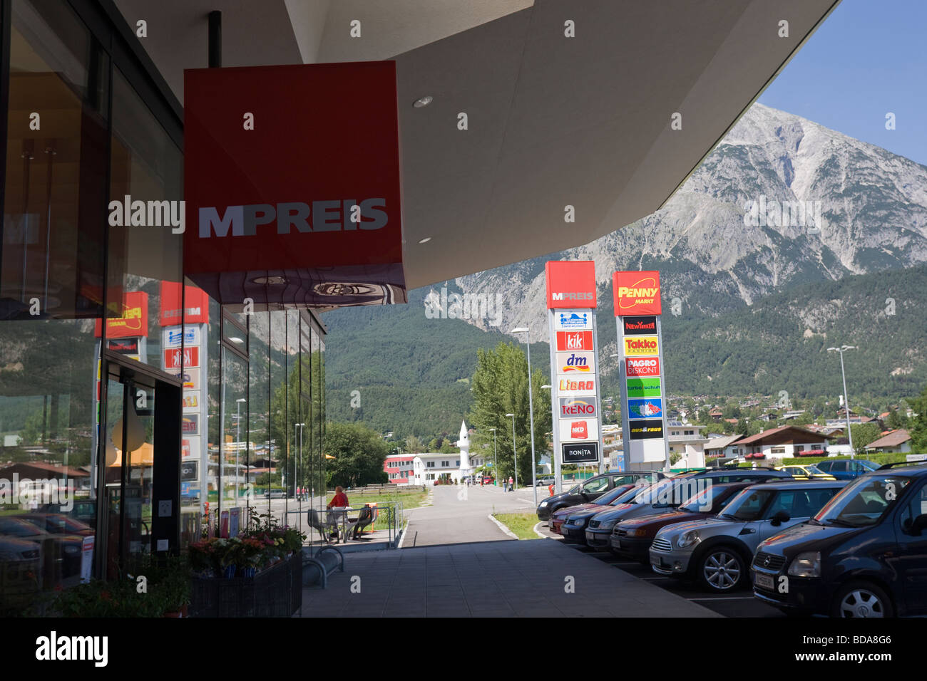 Out of town shopping mall, Telfs, Innsbruck Land Tyrol Austria EU Stock Photo