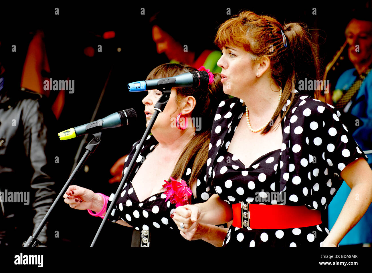 Backing Rock and Roll singers at the St Margaret's fair, England. Stock Photo