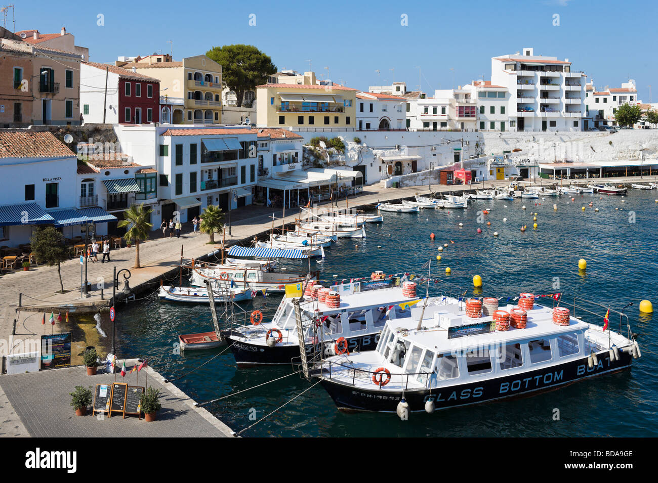 Moll de Cales Fonts harbour, Es Castell, near Mahon, Menorca, Balearic Islands, Spain Stock Photo