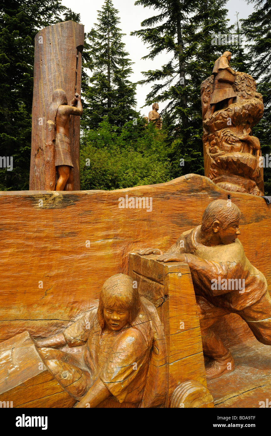 Wooden Sculpture on Grouse Mountain at Vancouver in British