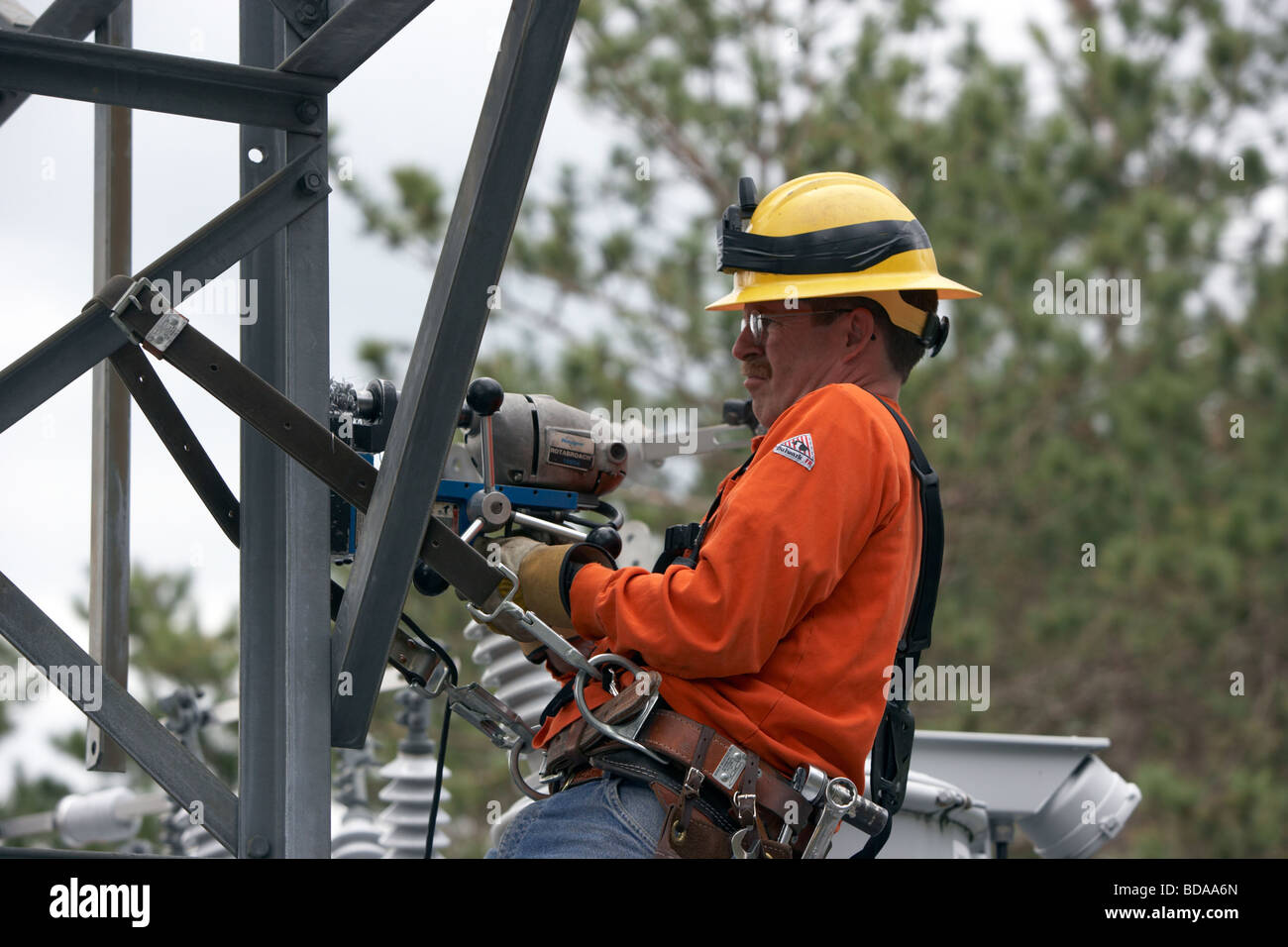 Utility Workers Updating Electrical Substation Stock Photo Alamy