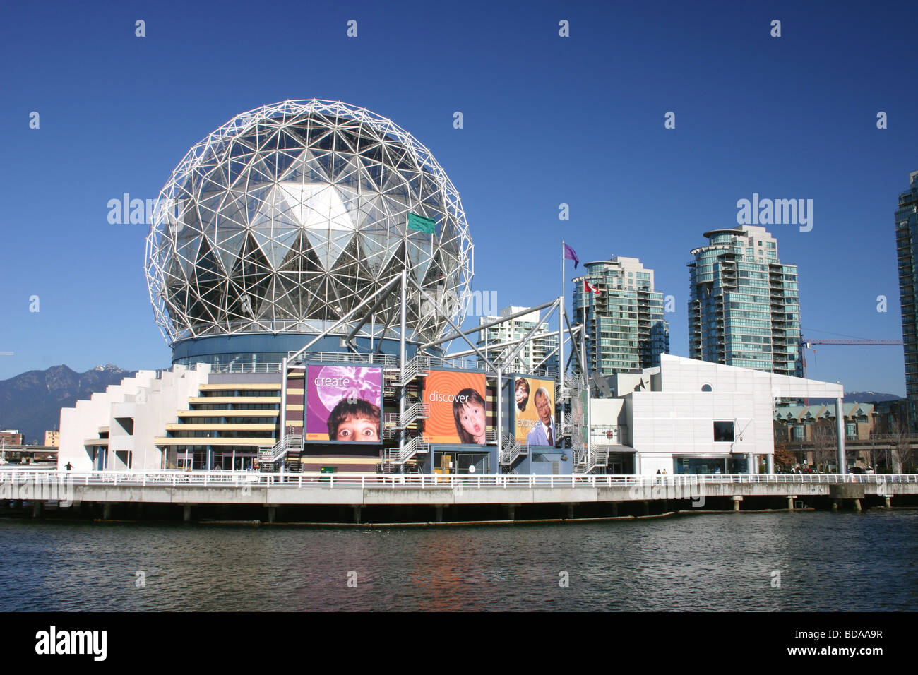 Vancouvers Science World dome and False Creek Stock Photo Alamy