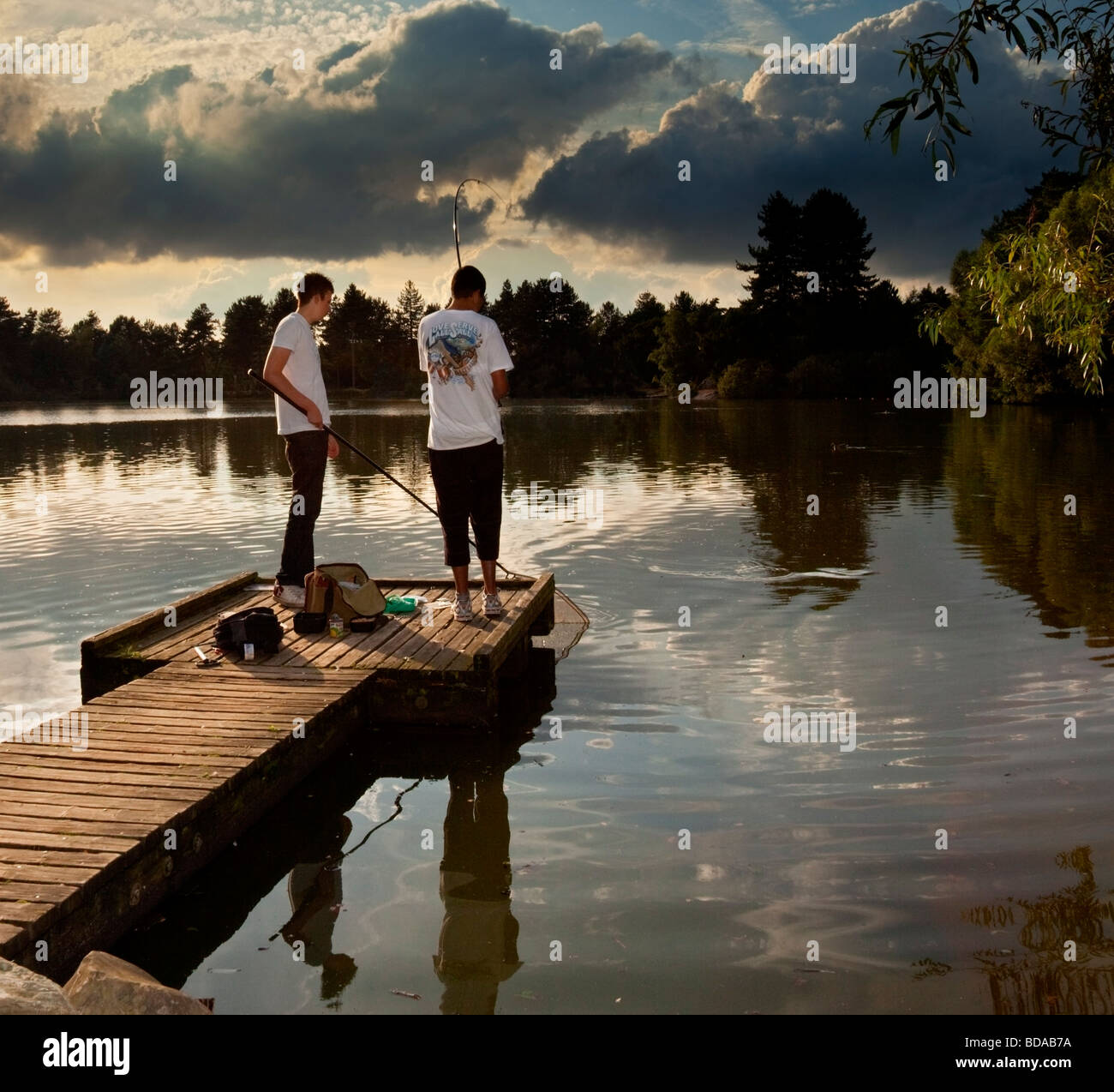 Two boys fishing. Stock Photo