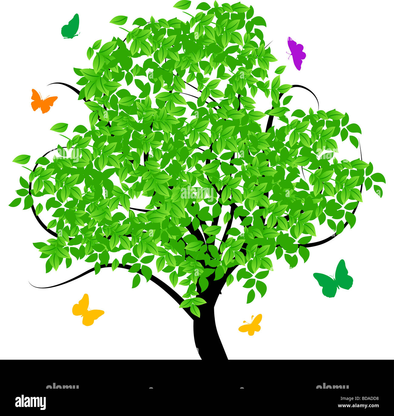 Abstract tree with green leaves vector illustration Stock Photo - Alamy