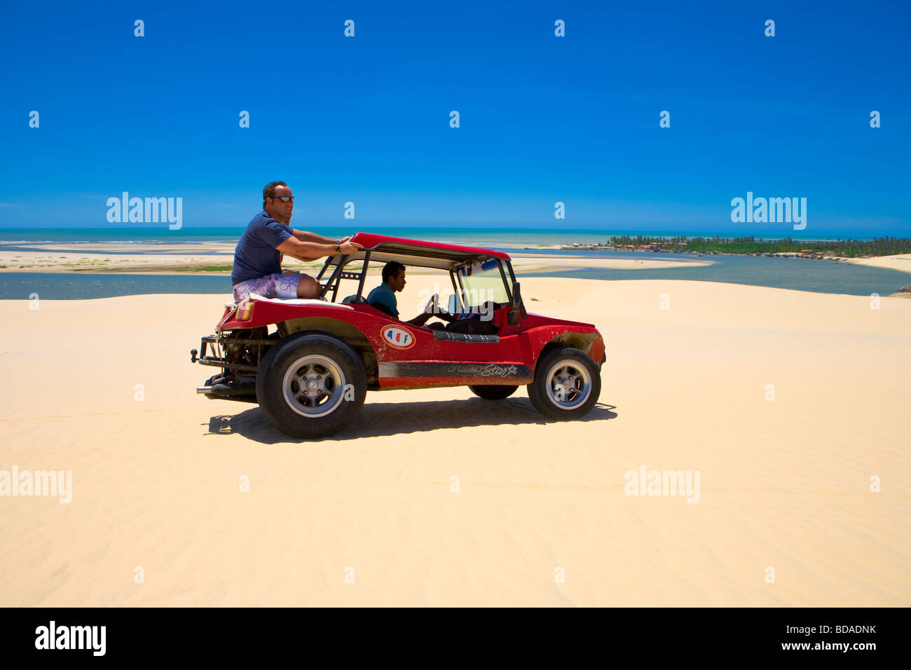 Tourists on Beach Buggy in Brazil Stock Photo