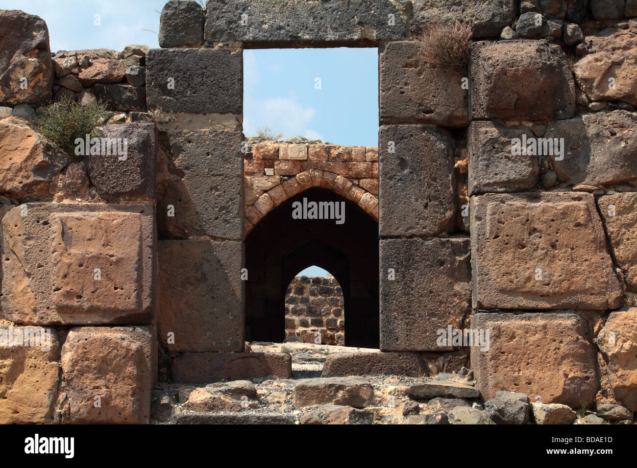 Arch in fortress of Belvoir in Israel Stock Photo