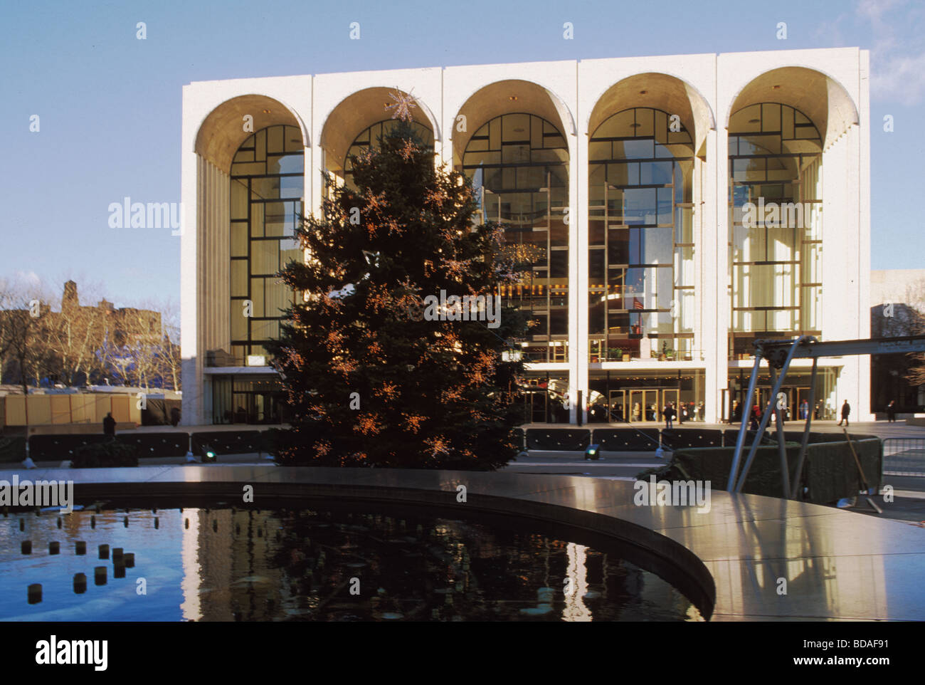 Christmas tree lights at Lincoln Center in New York Stock Photo Alamy