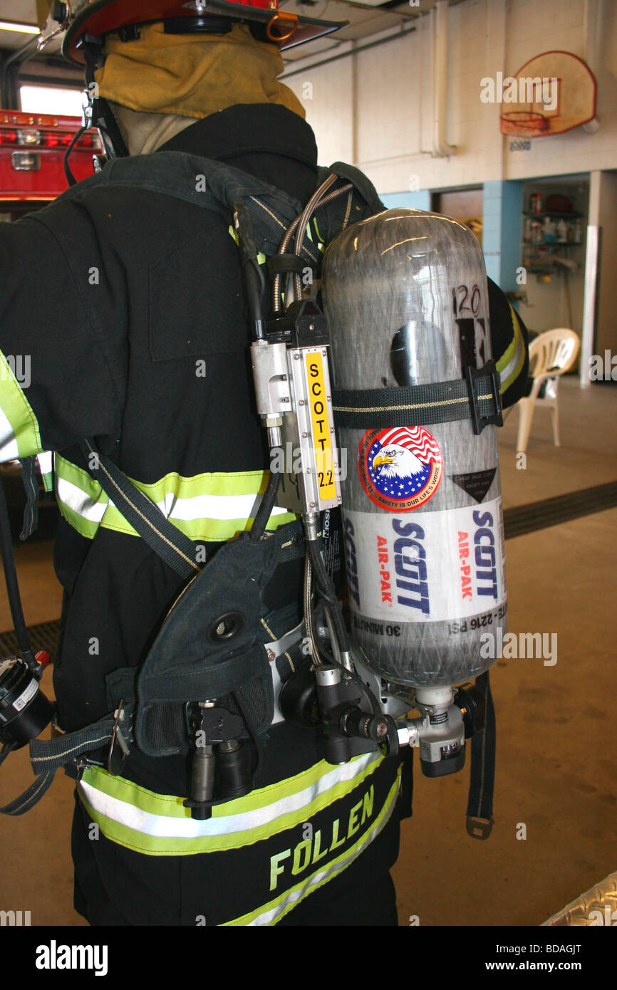Self Contained Breathing Apparatus SCBA Scott Airpack lightweight version Stock Photo