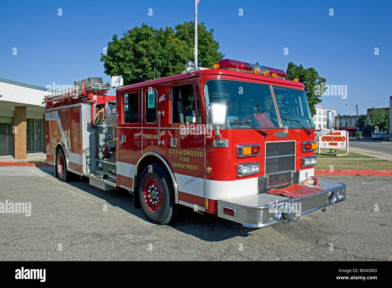 Fire Engine 1 Pierce Owosso City Fire Department Owosso MI USA Stock Photo