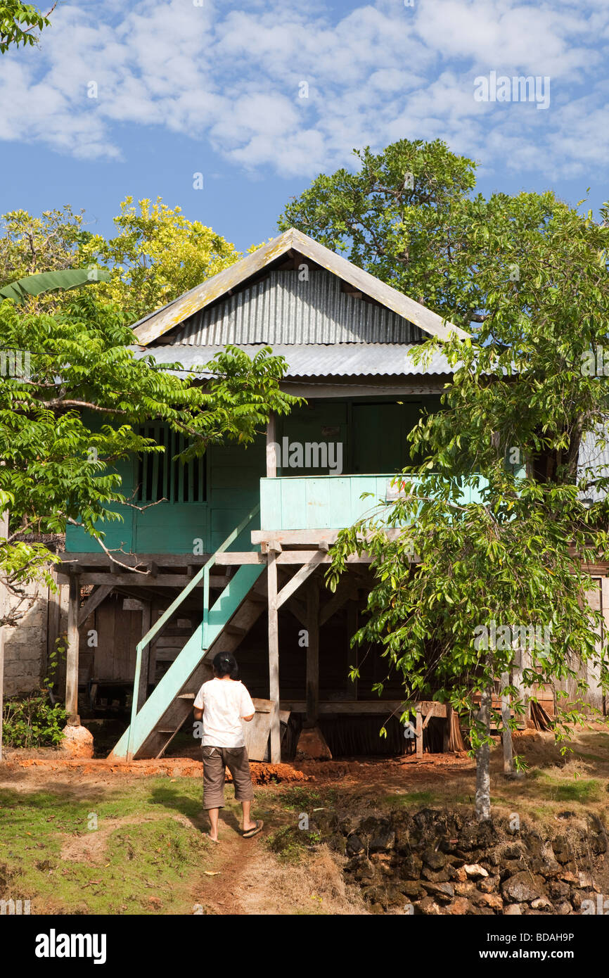 Indonesia Sulawesi Buton Island Labundo Bundo wooden village house Stock Photo