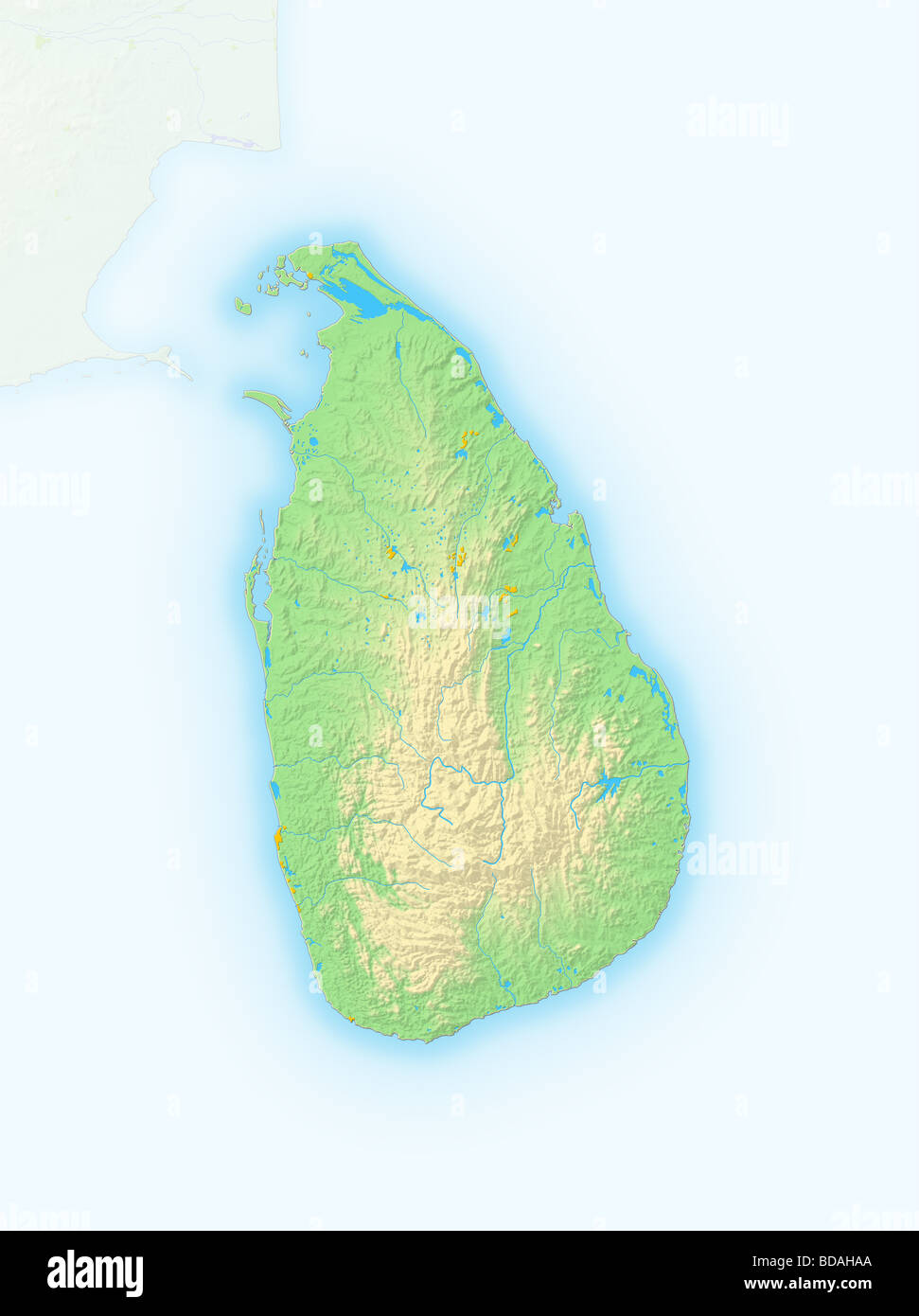 Sri Lanka, shaded relief map. Stock Photo