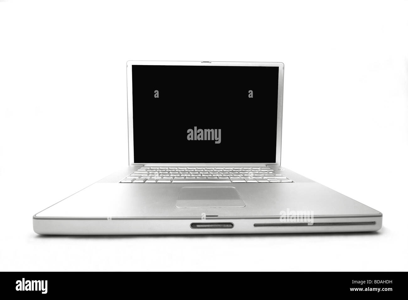 silver laptop Stock Photo