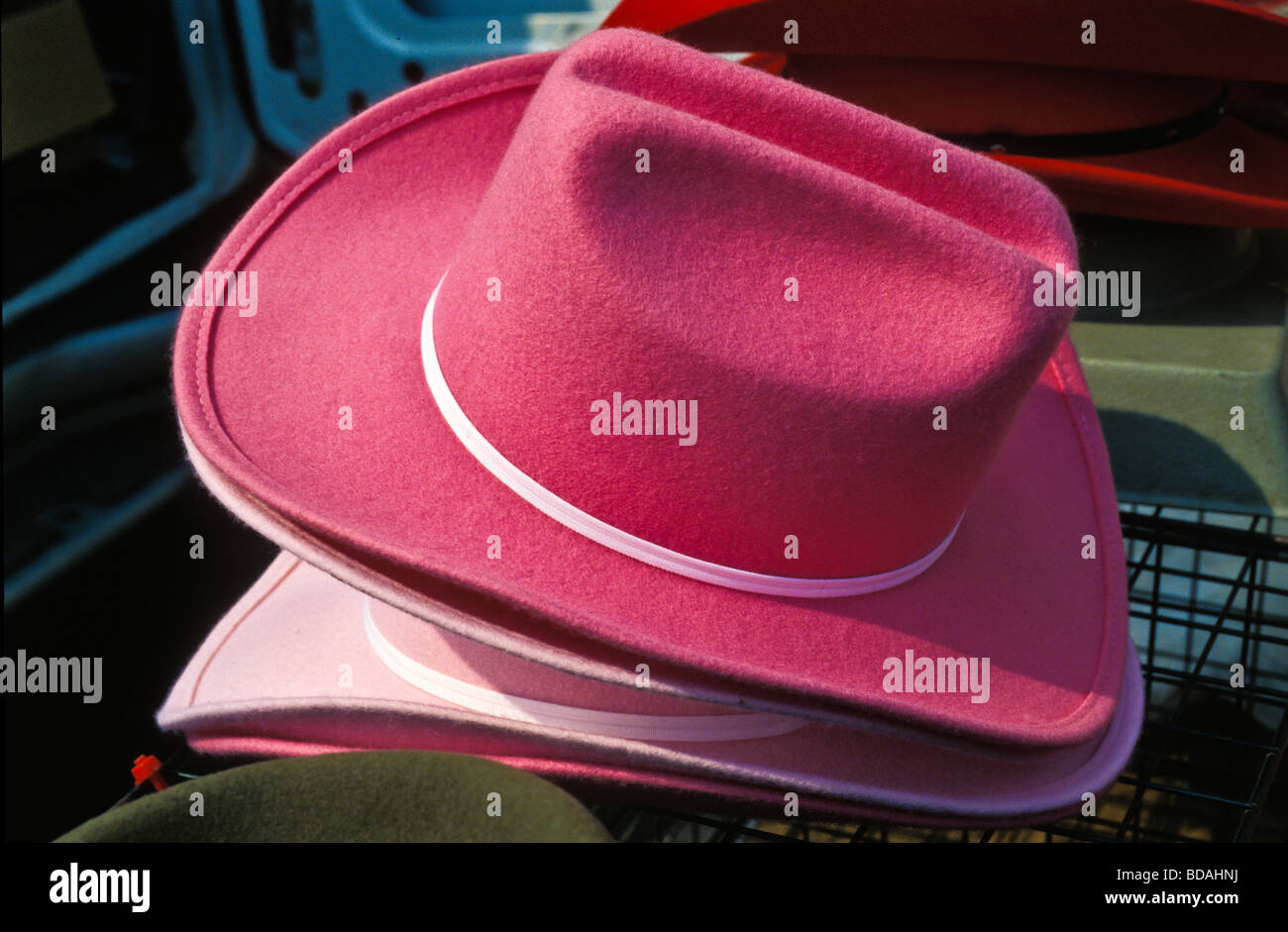 assortment of cowboy hats for men and women Stock Photo
