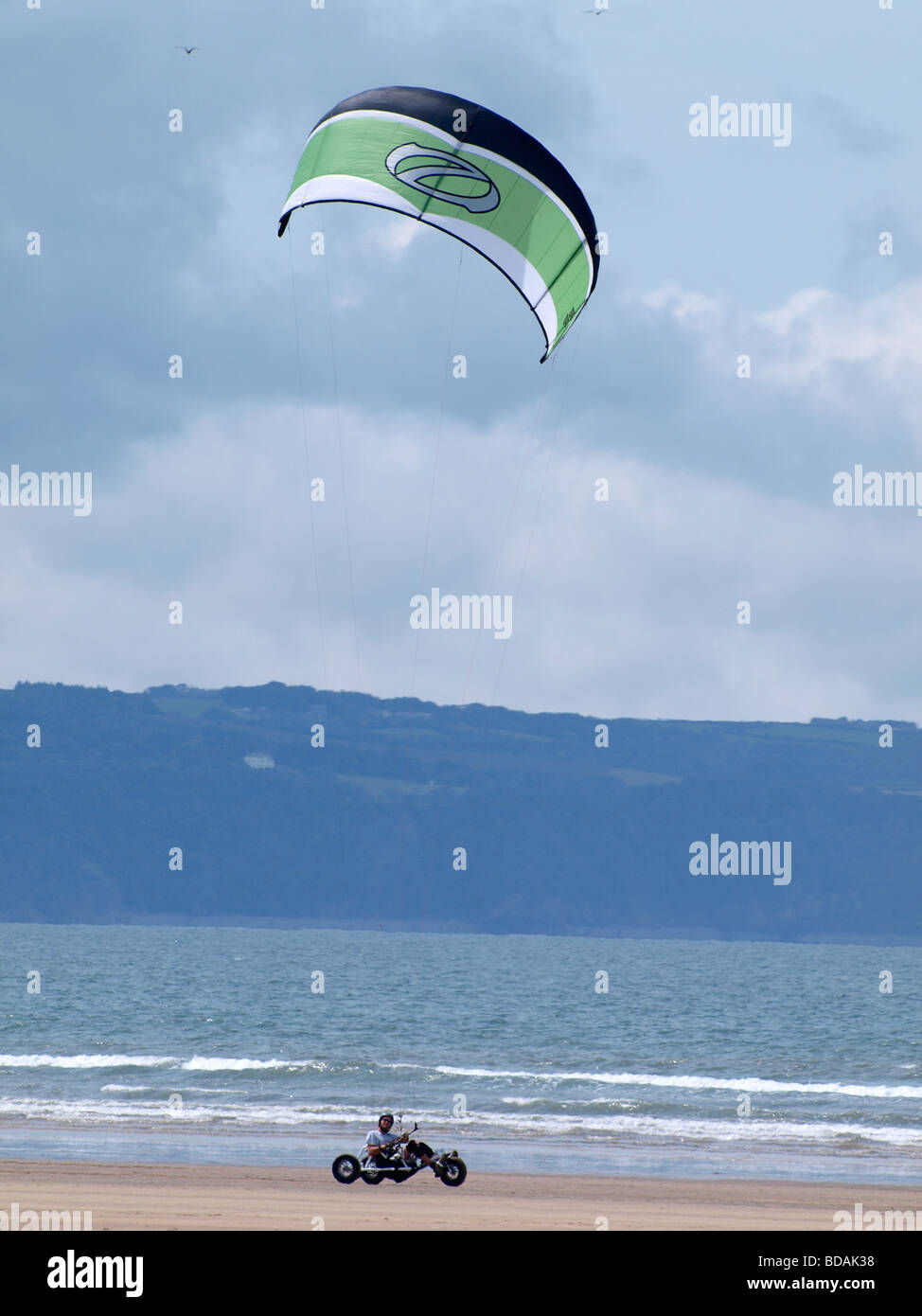 Kite Buggying Westward Ho! Devon Stock Photo Alamy