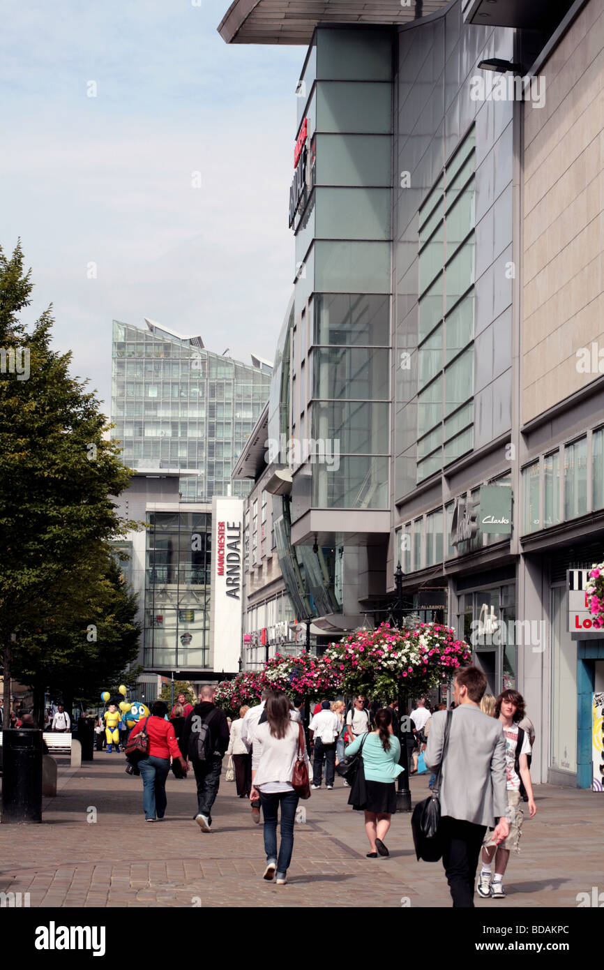 Market Street Manchester and The Arndale Shopping Centre England Stock Photo