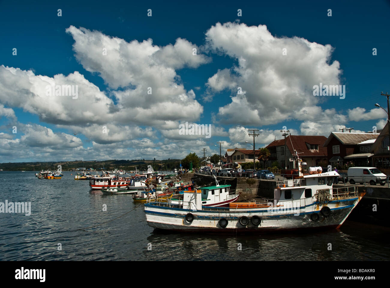 Pictures of Chiles Southern Regions, Chiloe, the biggest Island in Chile. City Dalcahue Stock Photo