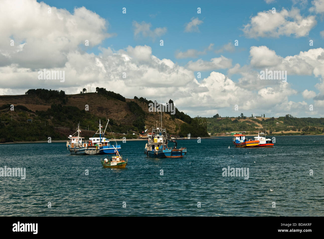 Pictures of Chiles Southern Regions, Chiloe, the biggest Island in Chile. City Dalcahue Stock Photo