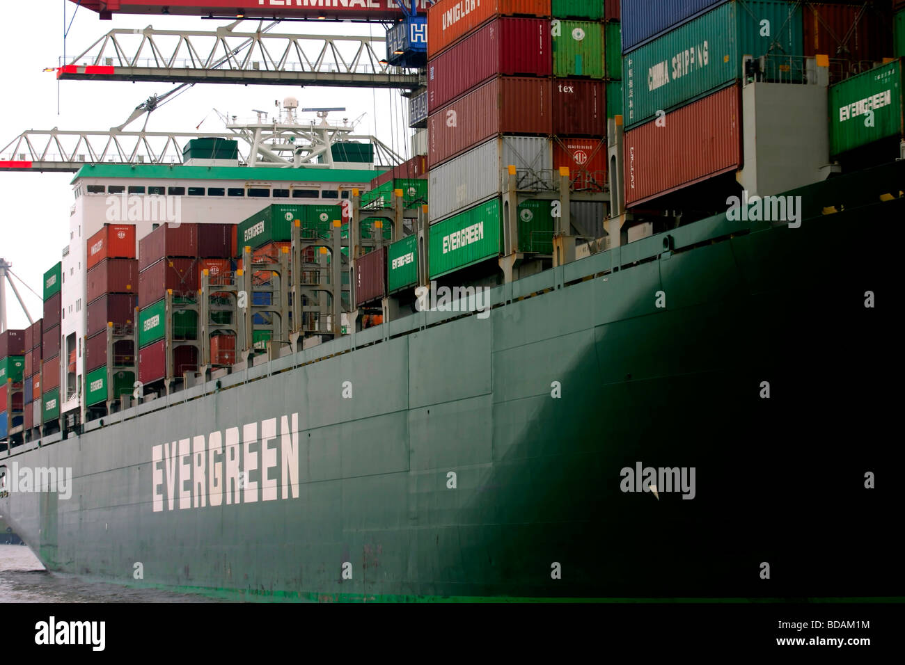 Evergreen Container Ship in Hamburg Harbour Germany Stock Photo Alamy