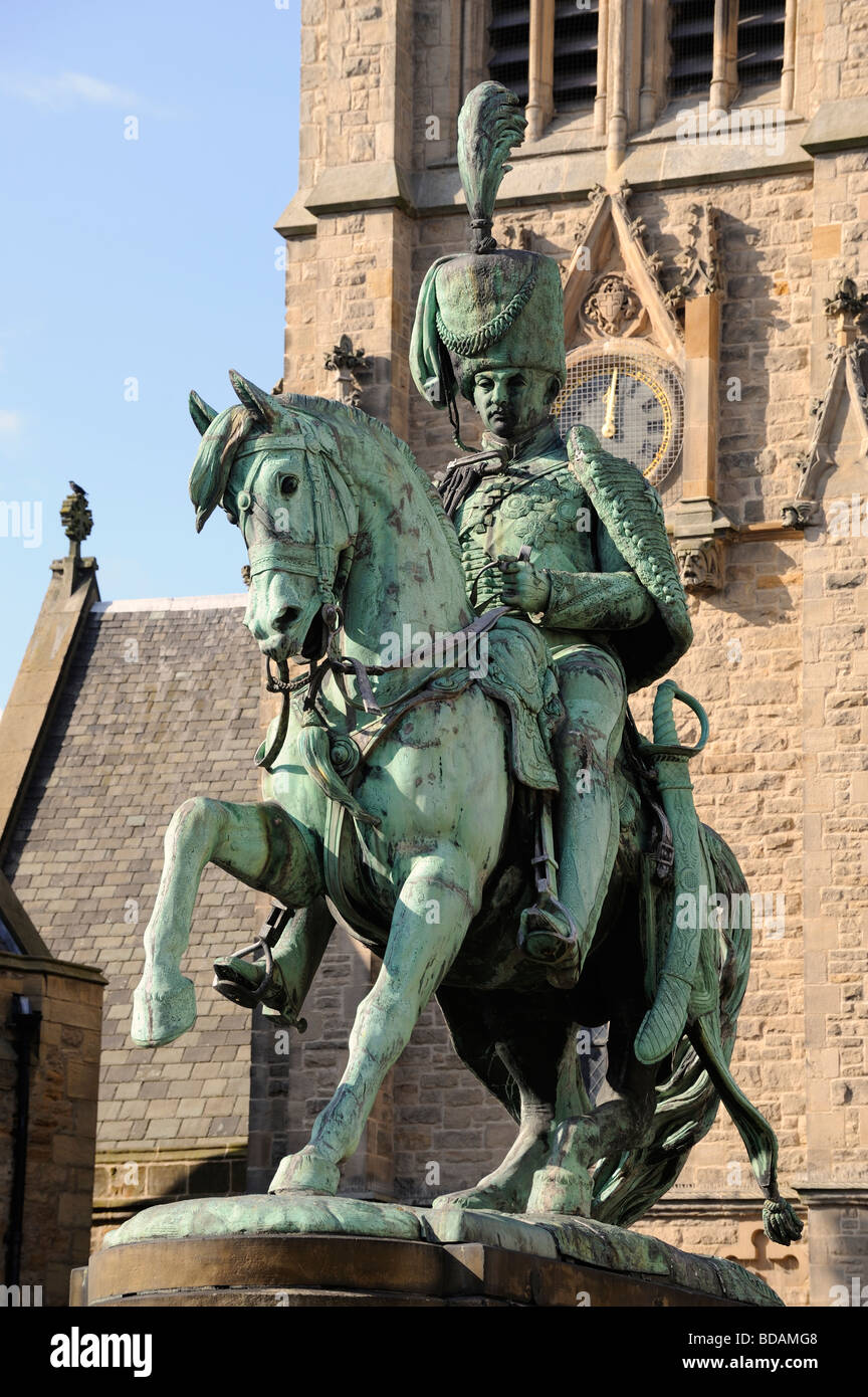 Durham market place Statue of the Marquis of Londonderry  Charles William Vane Tempest Stewart. Stock Photo