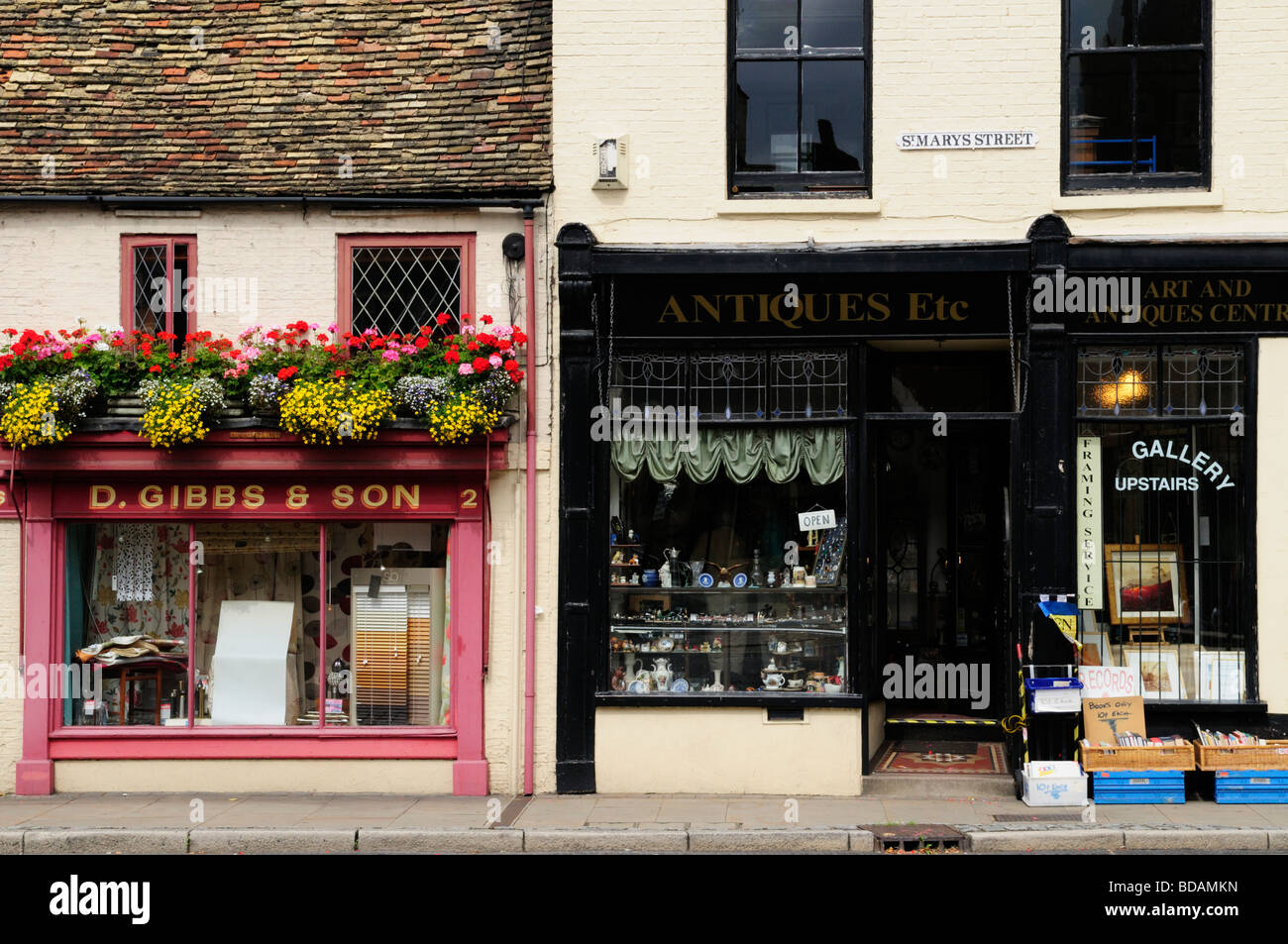 Shops in St Mary's street, Ely Cambridgeshire UK Stock Photo