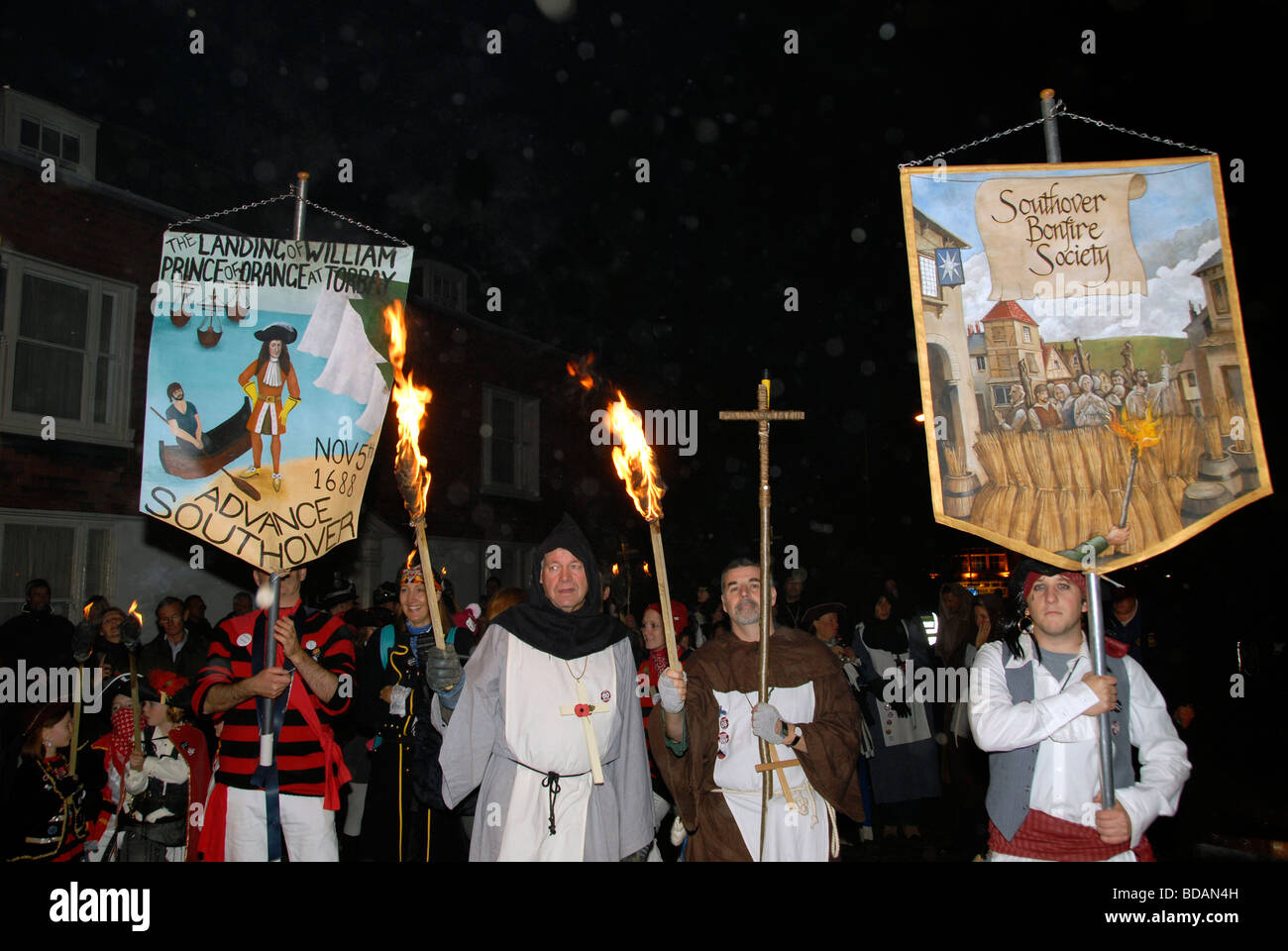 Traditional bonfire night parade in Lewes East Sussex commemorating Guy ...
