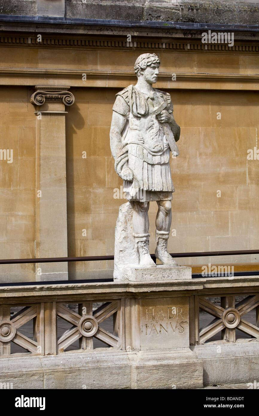 Statue on the Terrace overlooking the Great Bath at The Roman Baths at Bath Stock Photo