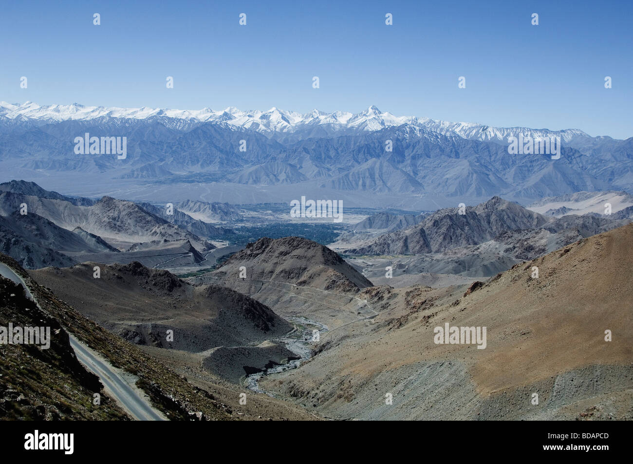Panoramic view of a mountain range, Himalayas, Ladakh, Jammu And Kashmir, India Stock Photo