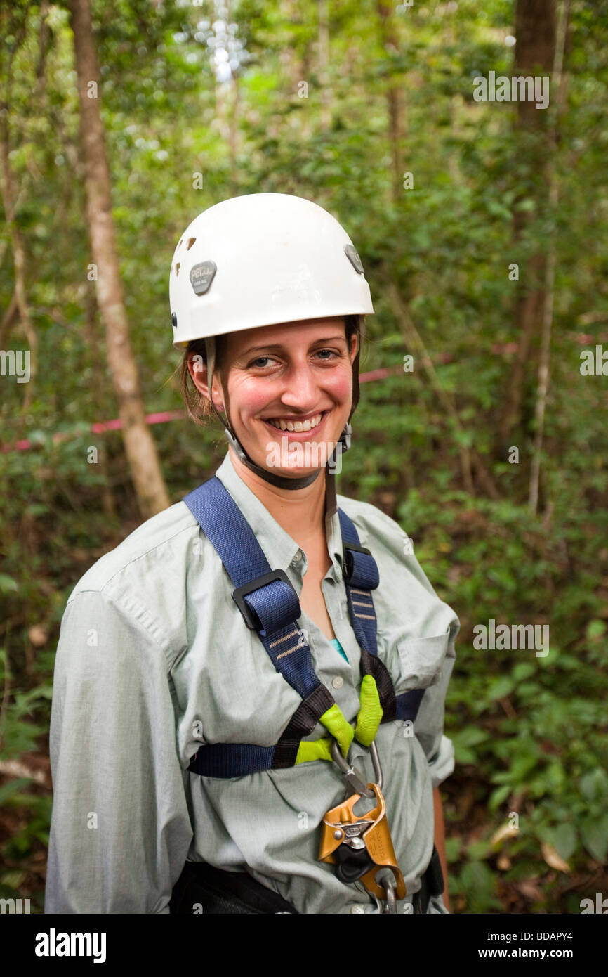 Indonesia Sulawesi Operation Wallacea Lambusango forest reserve canopy access student Stock Photo