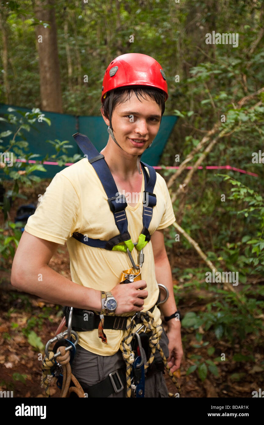 Indonesia Sulawesi Operation Wallacea Lambusango forest reserve canopy access student Stock Photo